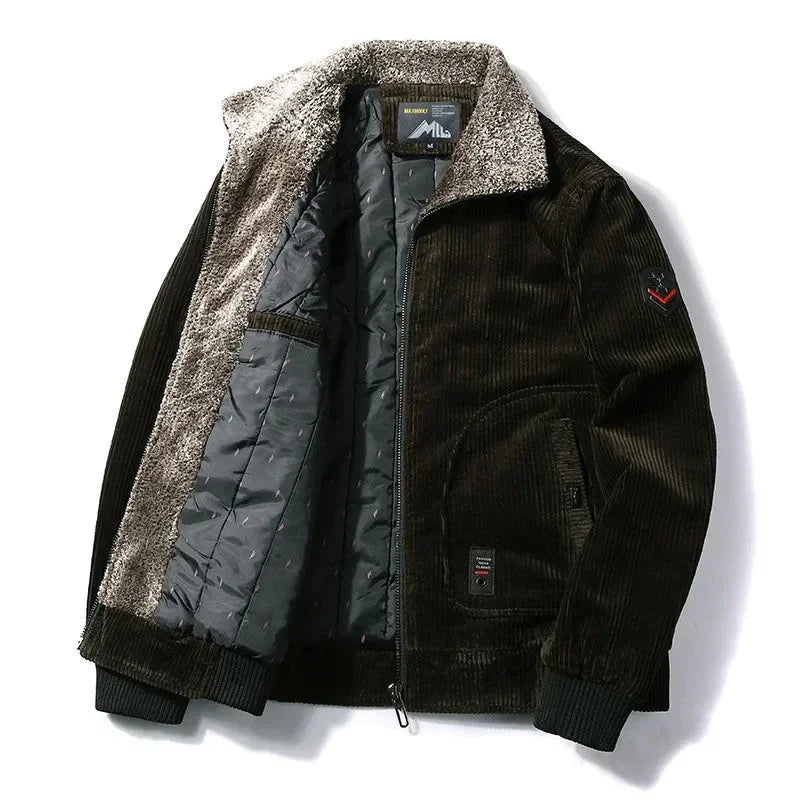 Veste d'hiver en velours thermique pour homme
