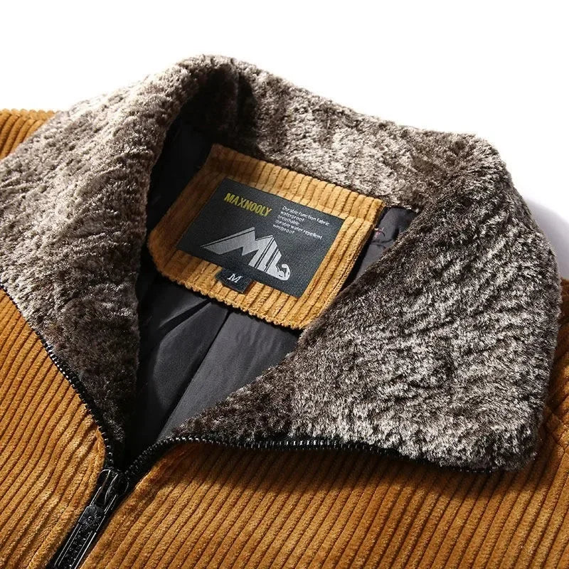 Veste d'hiver en velours thermique pour homme